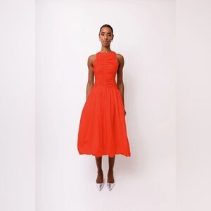 Amylynn Elodie A Line Ruched Top Sleeveless Midi Dress